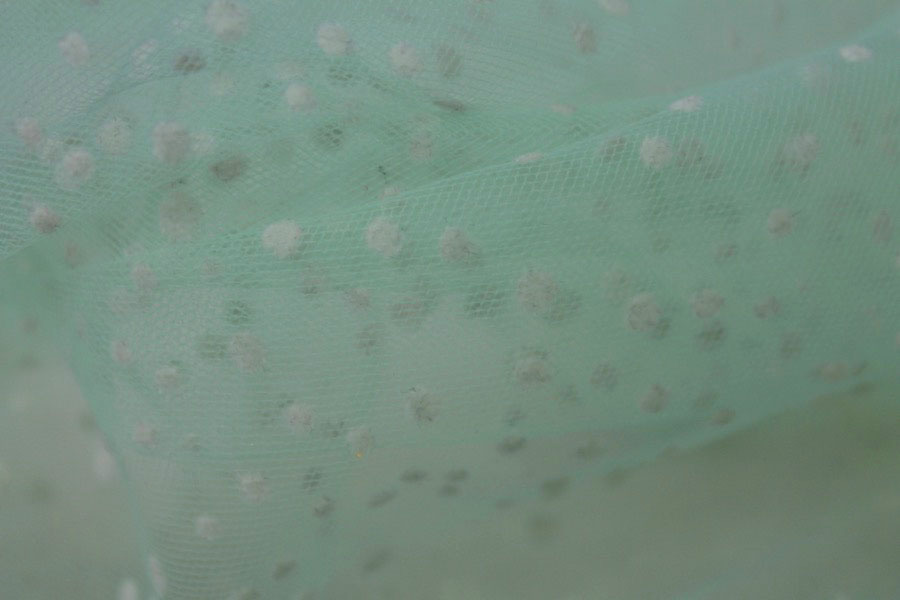 Flock Spot / Dot Tulle - Pastel Green - Assorted Small fabric, image 5 of 8