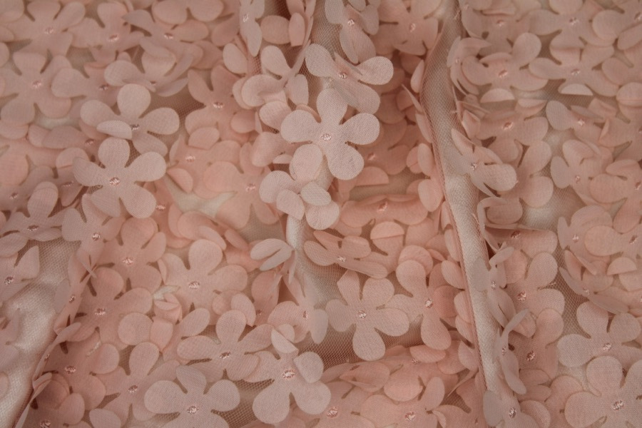 Pink Cut Out Flowers on Tulle fabric, image 7 of 8