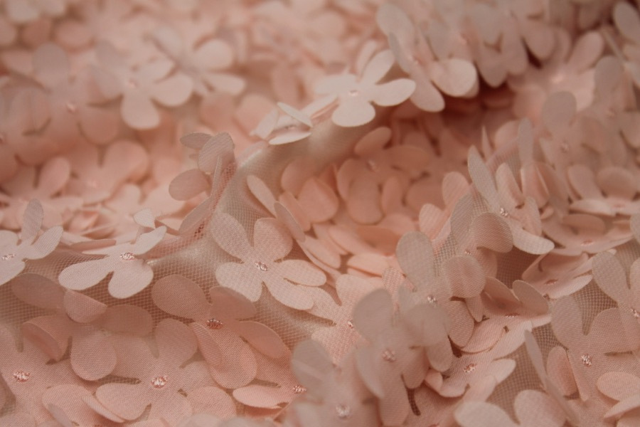 Pink Cut Out Flowers on Tulle fabric, image 3 of 8