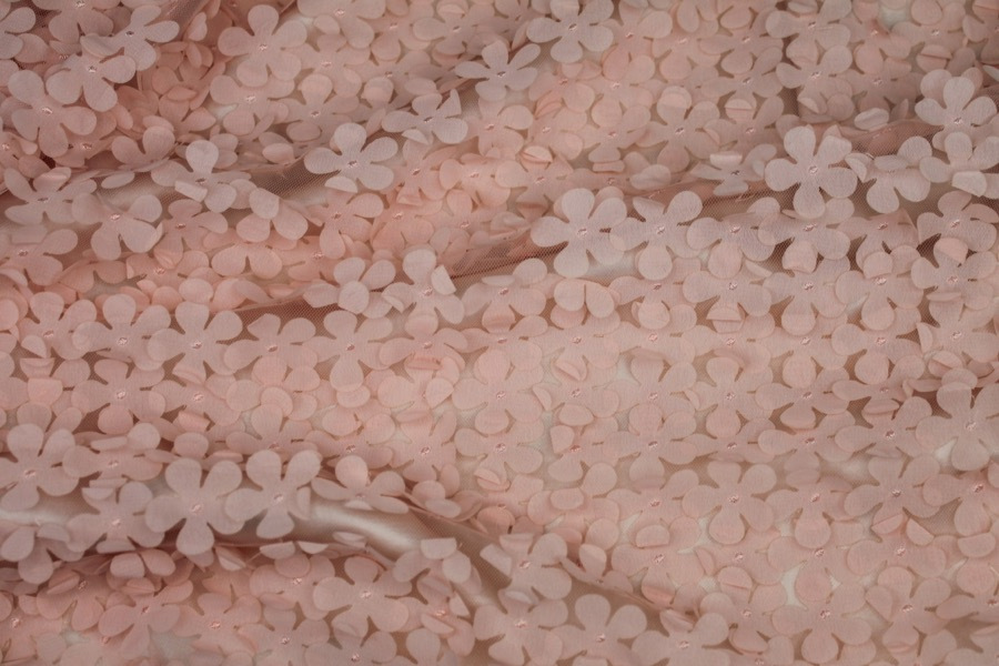 Pink Cut Out Flowers on Tulle fabric, image 2 of 8