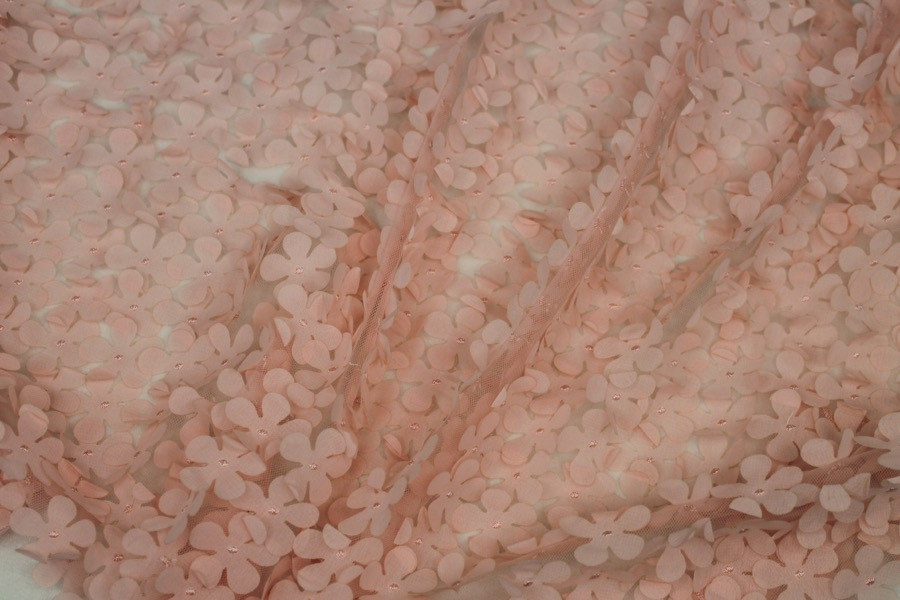 Pink Cut Out Flowers on Tulle fabric, image 8 of 8