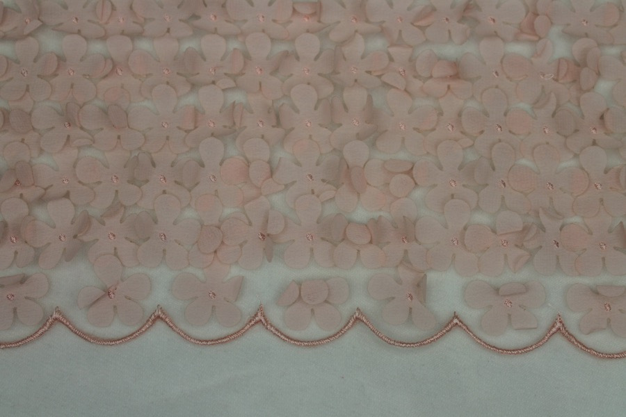 Pink Cut Out Flowers on Tulle fabric, image 5 of 8