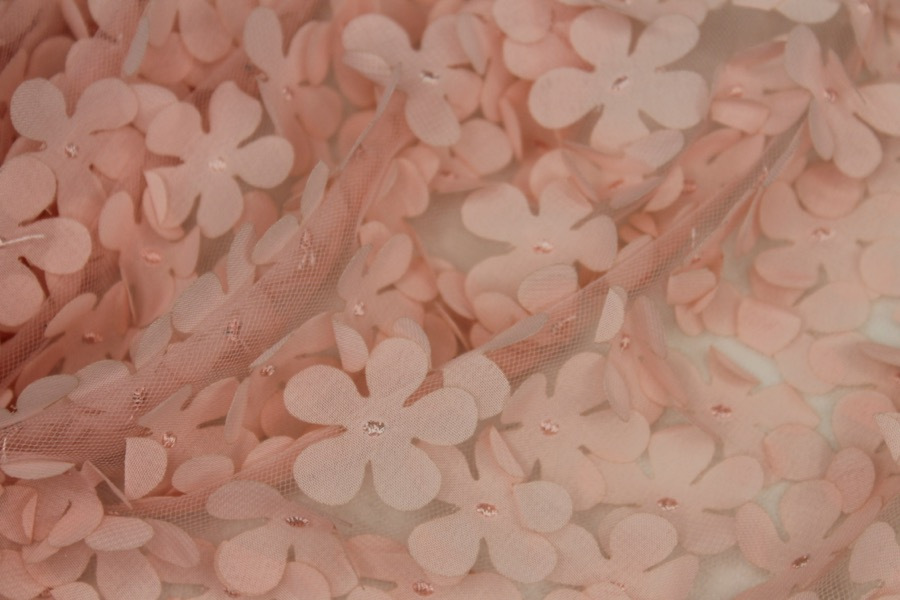 Pink Cut Out Flowers on Tulle fabric, image 6 of 8