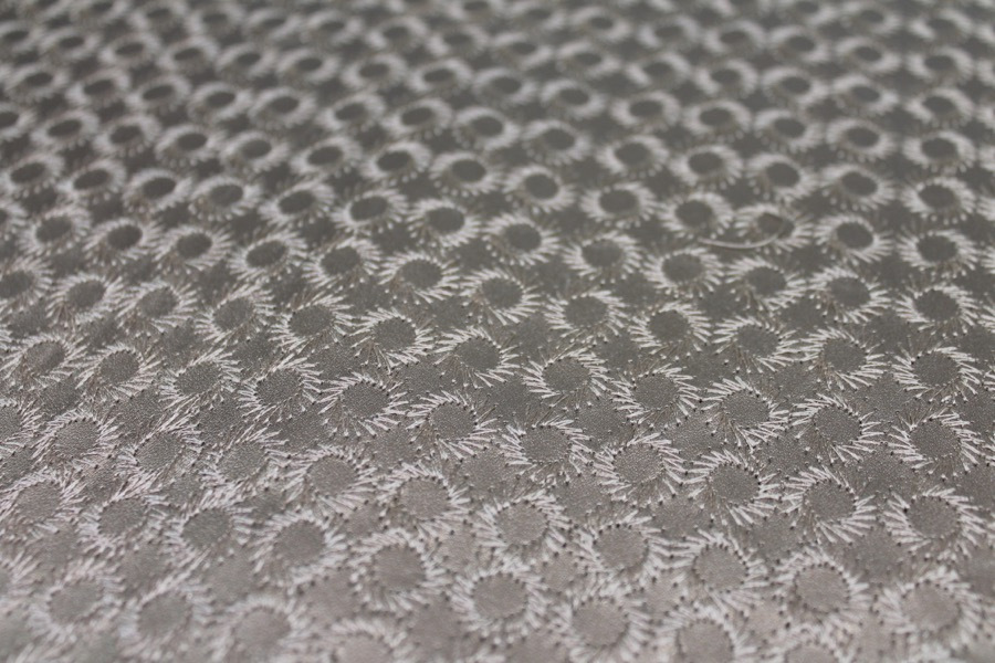 Gold Embroidered Circle Leatherette fabric, image 3 of 7