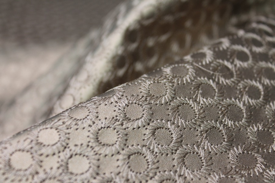Gold Embroidered Circle Leatherette fabric, image 7 of 7