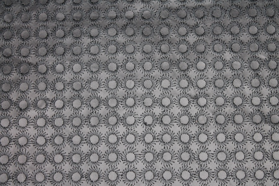 Black Embroidered Circle Leatherette fabric, image 2 of 6