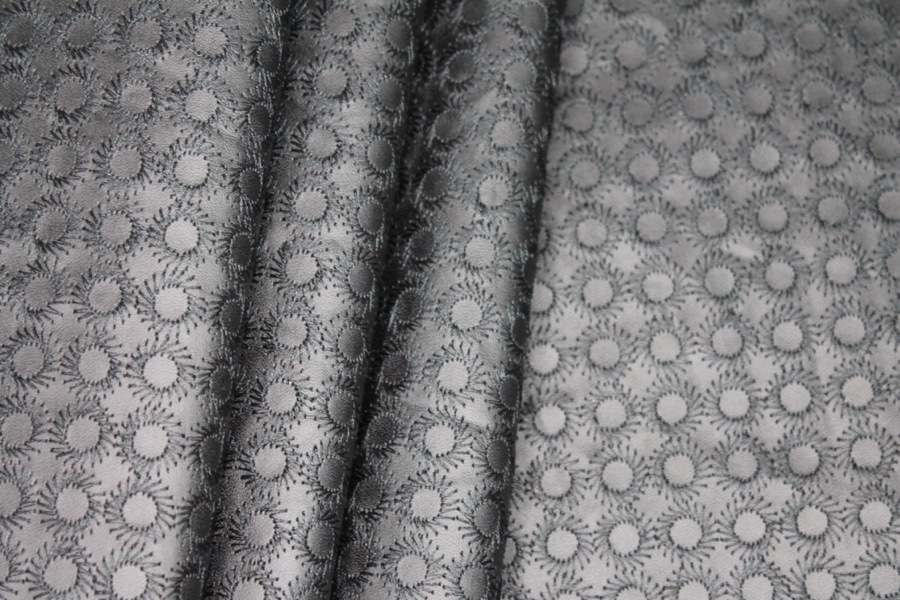 Black Embroidered Circle Leatherette fabric, image 4 of 6