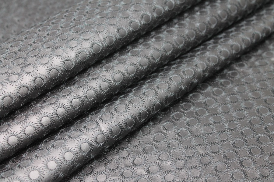 Black Embroidered Circle Leatherette fabric