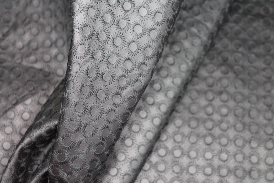 Black Embroidered Circle Leatherette fabric, image 6 of 6