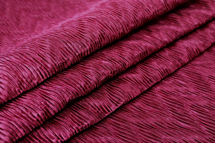Pleated Satin Bonded to Muslin - Burgundy fabric