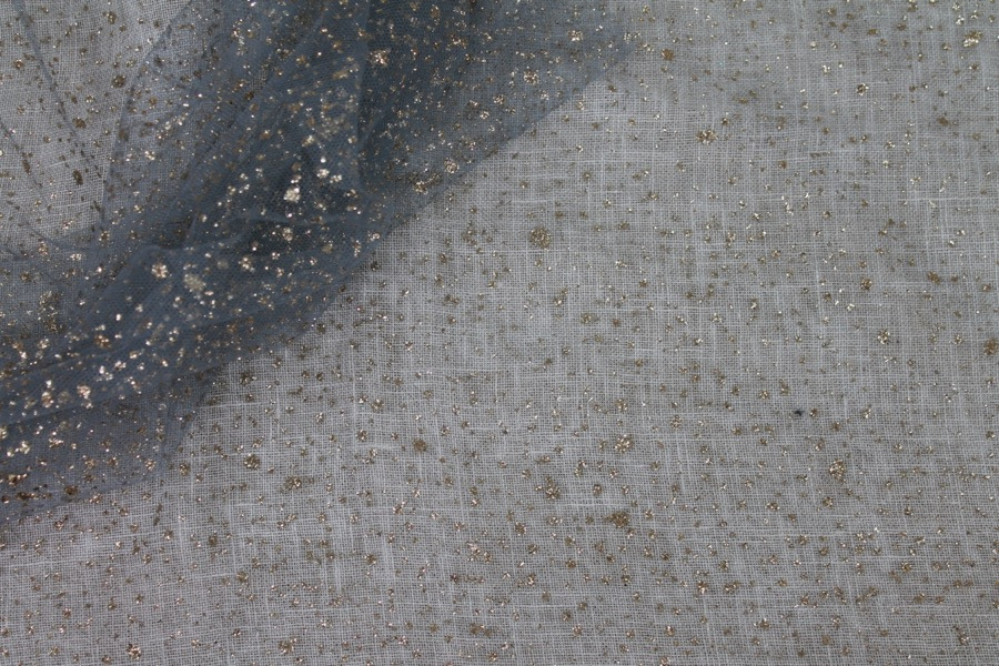 Glitter Spray Tulle - Gold on Pale Blue fabric, image 7 of 7