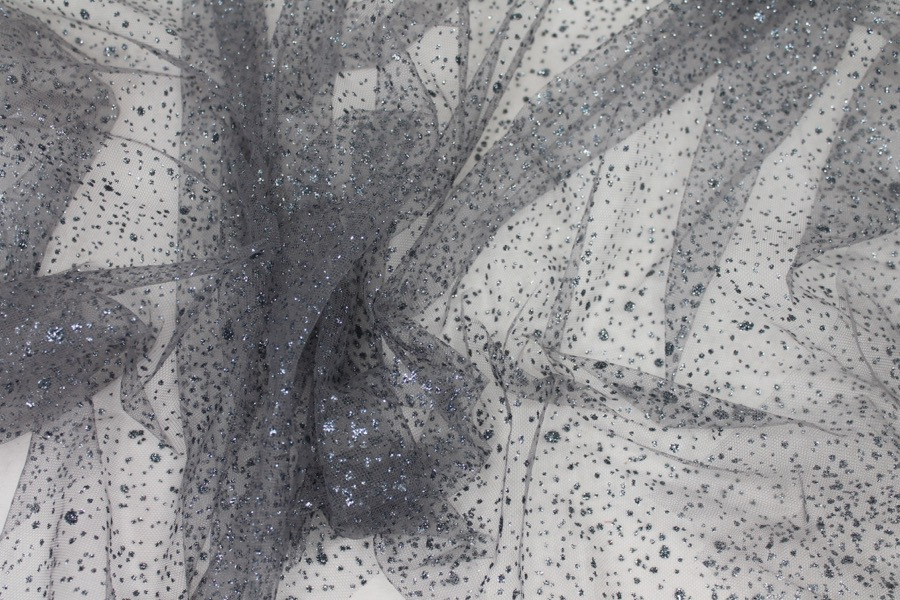 Glitter Spray Tulle - Grey on Grey fabric, image 8 of 9