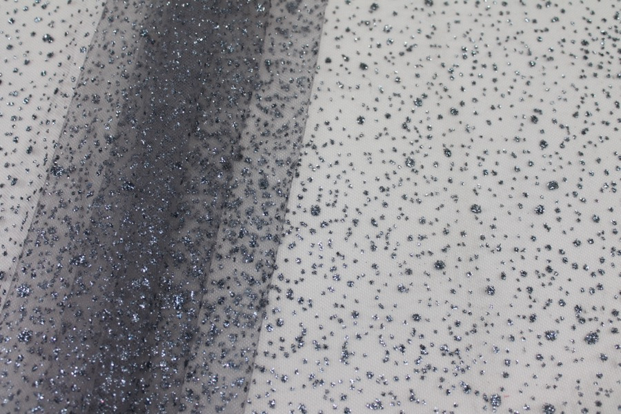Glitter Spray Tulle - Grey on Grey fabric, image 6 of 9