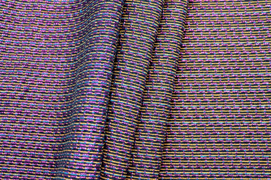 Textured French Brocade with Lurex, Pink and Gold fabric, image 3 of 6