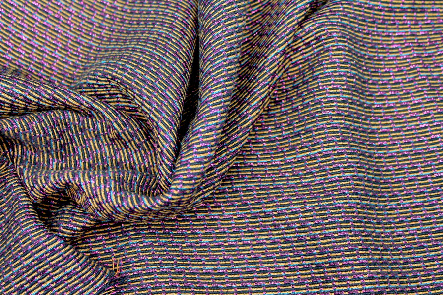 Textured French Brocade with Lurex, Pink and Gold fabric, image 6 of 6