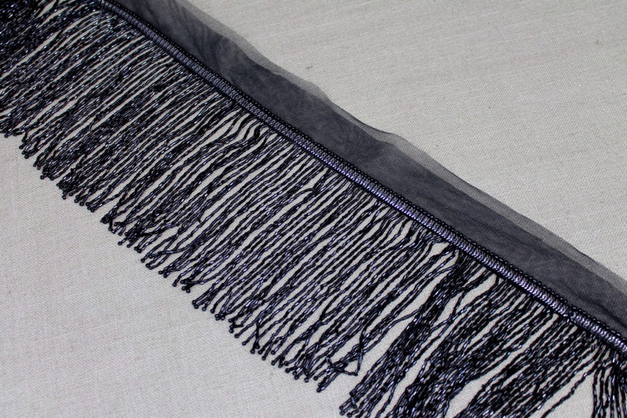 Beaded Fringe Trim - Black