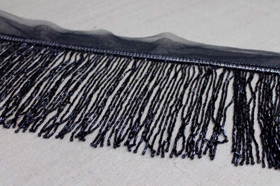 Beaded Fringe Trim - Black, image 3 of 6