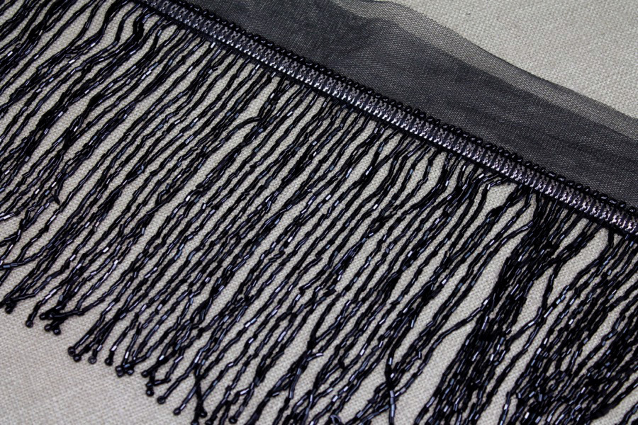 Beaded Fringe Trim - Black, image 4 of 6