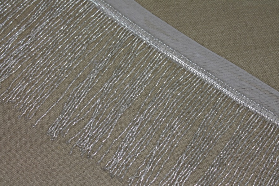 Beaded Fringe Trim - Silver