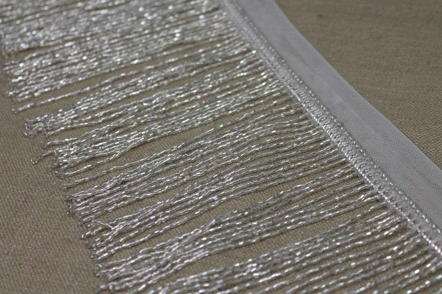 Beaded Fringe Trim - Silver, image 3 of 6