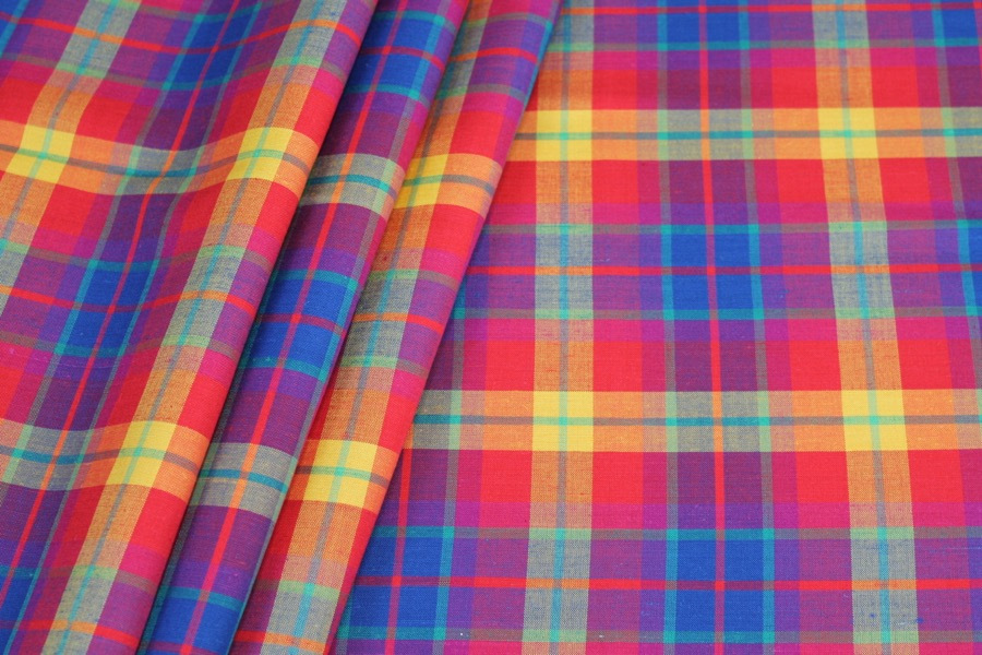 Linen Tartan - Rainbow fabric, image 3 of 6