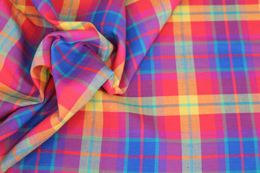 Linen Tartan - Rainbow fabric, image 4 of 6
