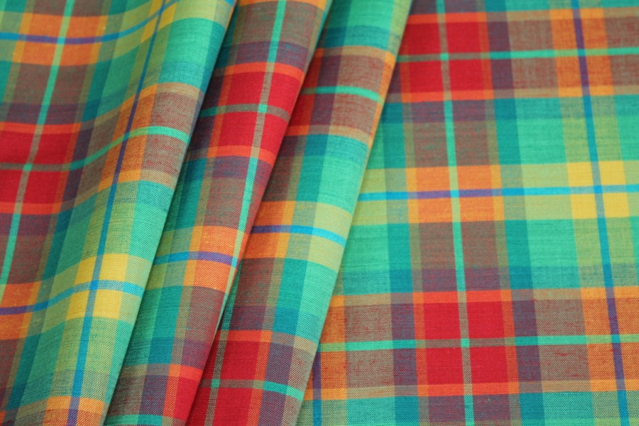 Linen Tartan - Brights fabric, image 4 of 7