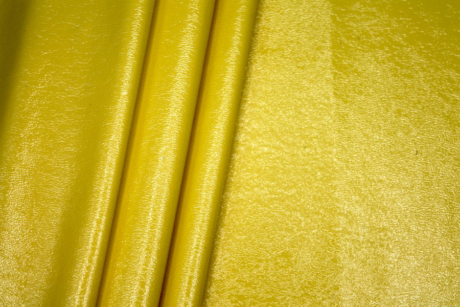 Glossy Reversible Stretchy Leatherette - Yellow fabric, image 4 of 6