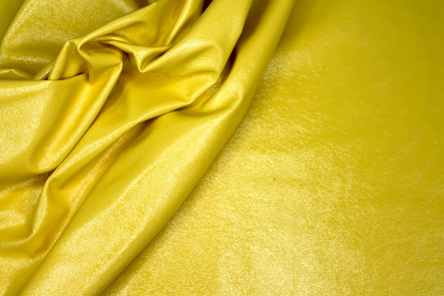 Glossy Reversible Stretchy Leatherette - Yellow fabric, image 3 of 6