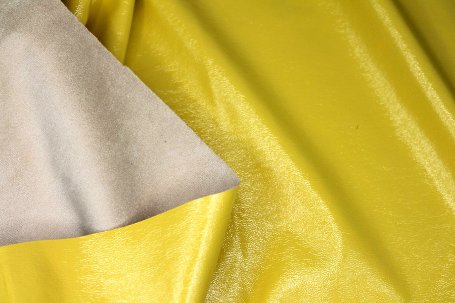 Glossy Reversible Stretchy Leatherette - Yellow fabric