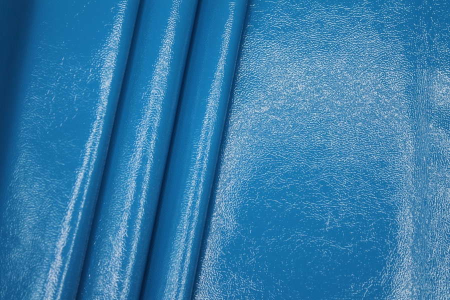Glossy Reversible Stretchy Leatherette - Blue fabric, image 7 of 7