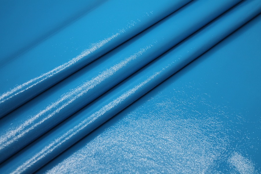 Glossy Reversible Stretchy Leatherette - Blue fabric, image 3 of 7