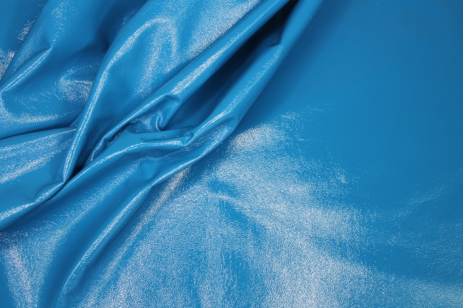 Glossy Reversible Stretchy Leatherette - Blue fabric, image 5 of 7