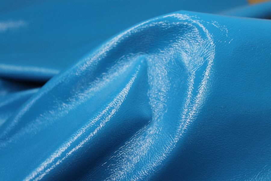 Glossy Reversible Stretchy Leatherette - Blue fabric, image 4 of 7