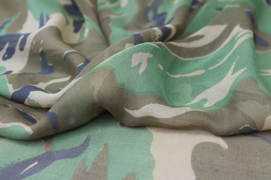 Camouflage Silk Chiffon fabric, image 4 of 8