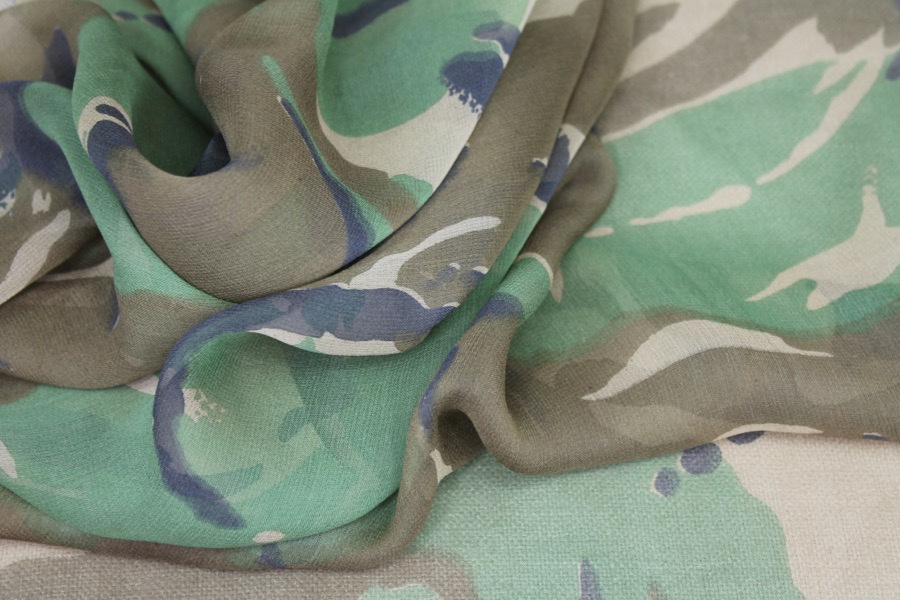 Camouflage Silk Chiffon fabric, image 3 of 8