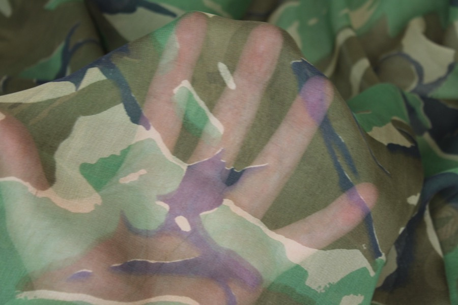Camouflage Silk Chiffon fabric, image 2 of 8