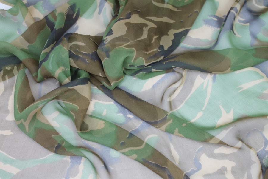 Camouflage Silk Chiffon fabric, image 6 of 8
