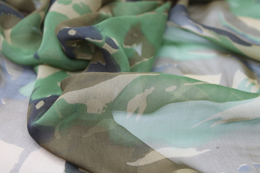 Camouflage Silk Chiffon fabric, image 7 of 8