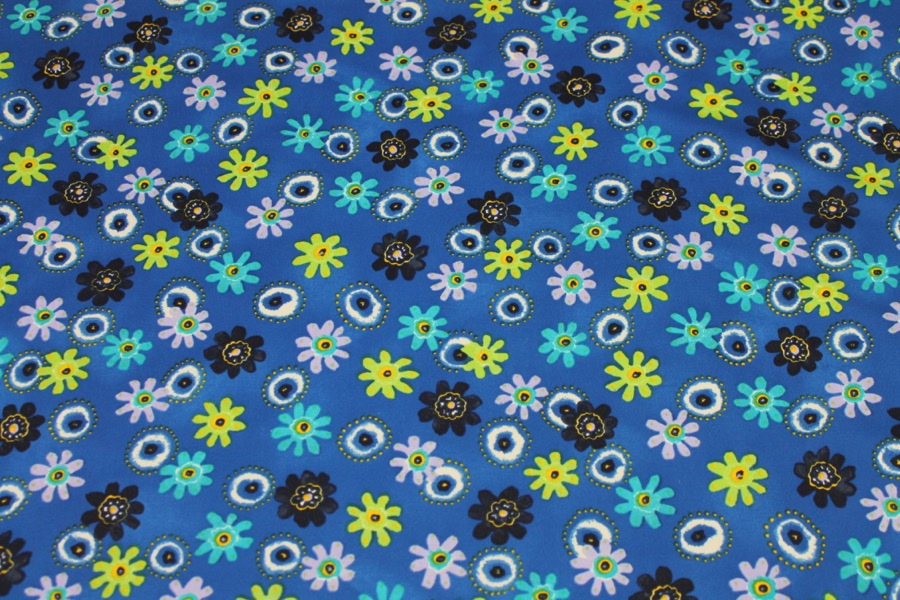 Floral Print Jersey - Blues fabric, image 6 of 6