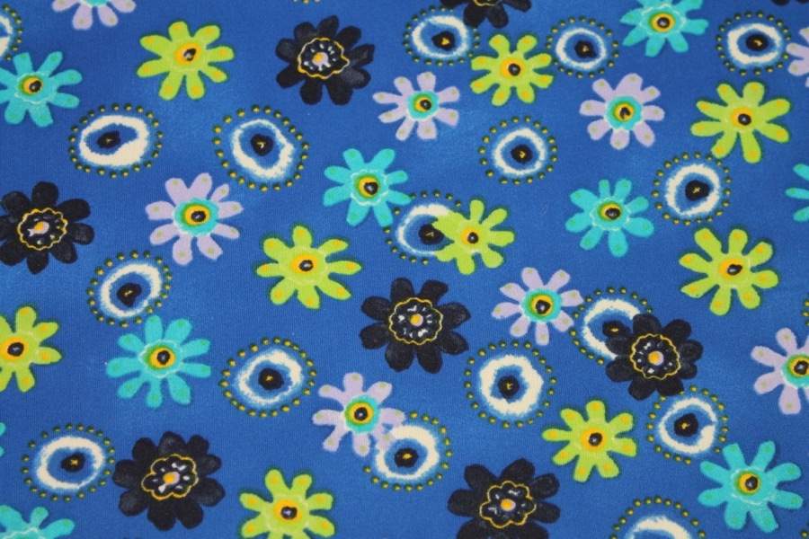 Floral Print Jersey - Blues fabric, image 3 of 6