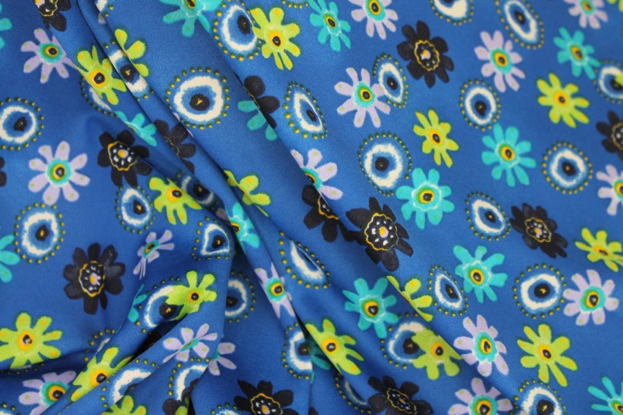 Floral Print Jersey - Blues fabric, image 4 of 6