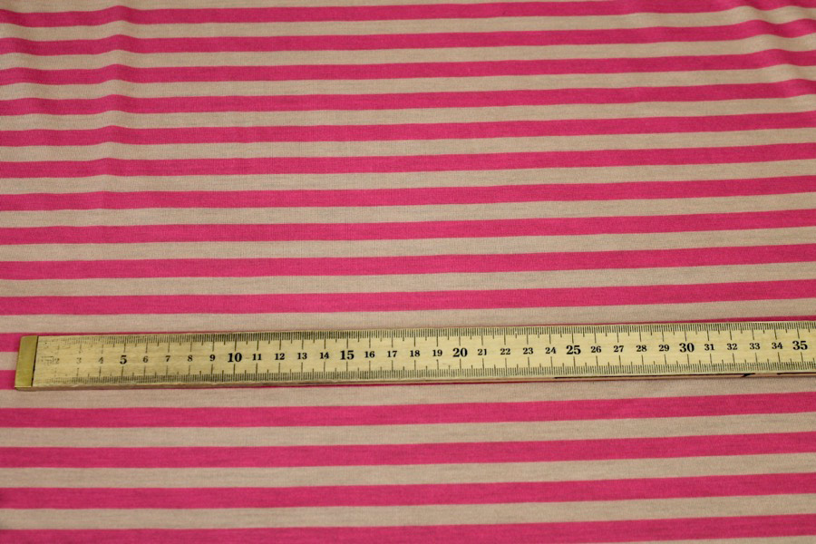 Stripe Print Jersey - Pink / Nude fabric, image 3 of 5