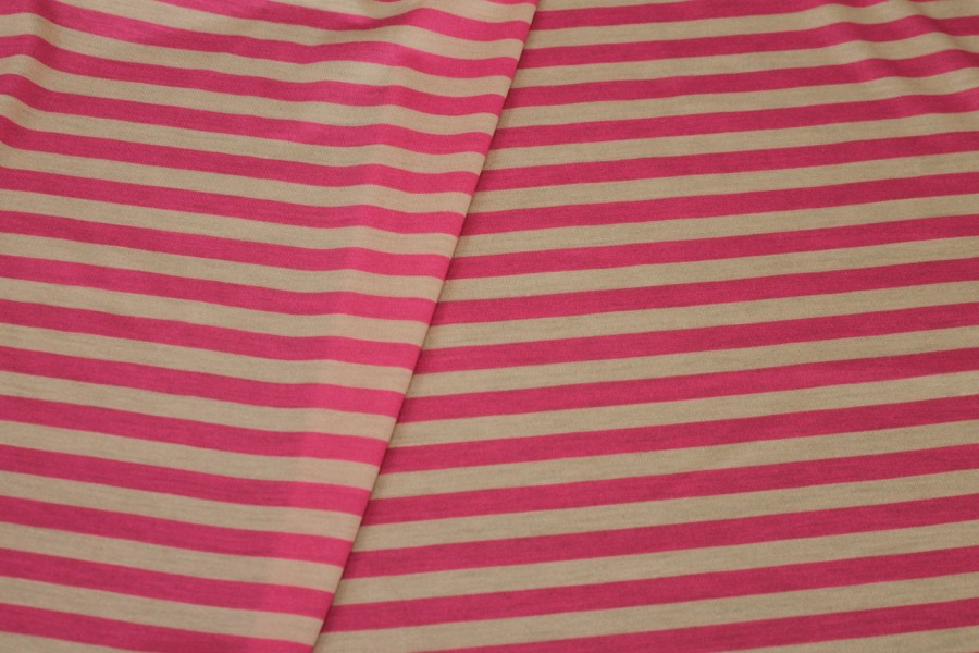 Stripe Print Jersey - Pink / Nude - 0.4m Piece fabric, image 5 of 6