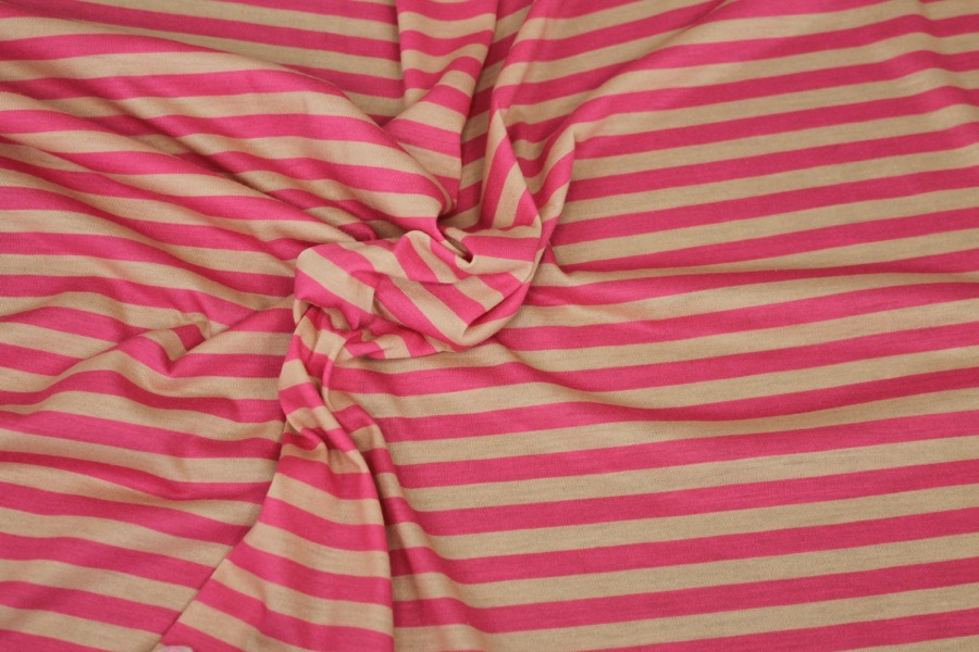 Stripe Print Jersey - Pink / Nude fabric, image 2 of 5
