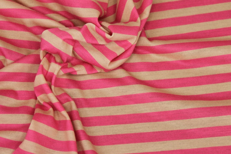 Stripe Print Jersey - Pink / Nude fabric, image 5 of 5