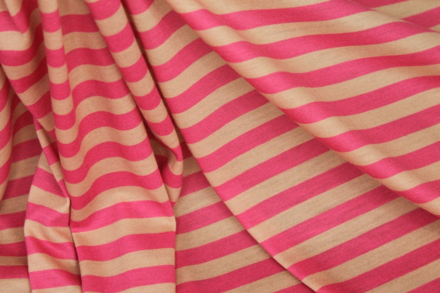 Stripe Print Jersey - Pink / Nude fabric