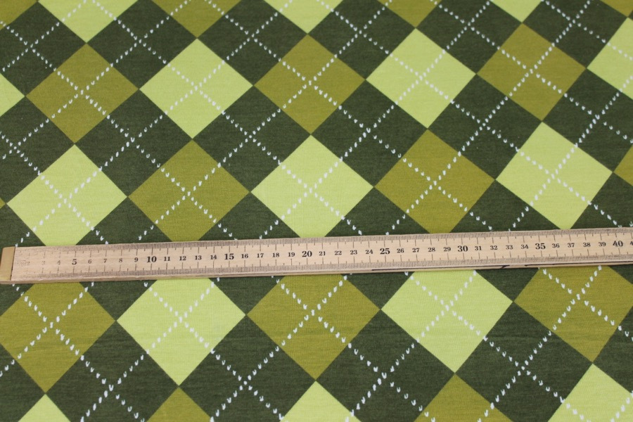 Argyle Check Print Jersey - Greens fabric, image 3 of 7