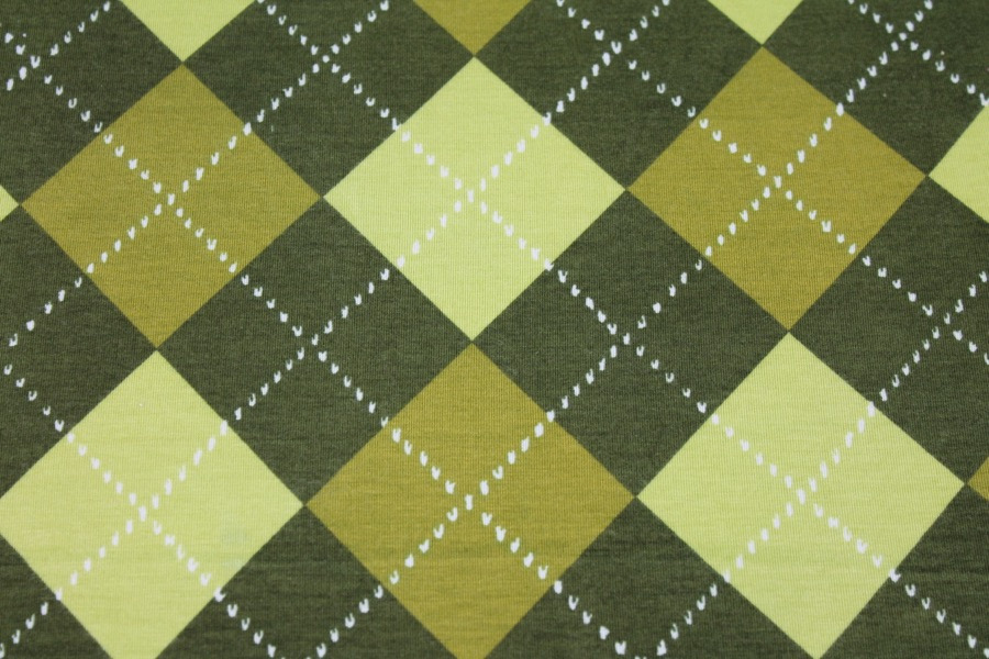 Argyle Check Print Jersey - Greens fabric, image 2 of 7