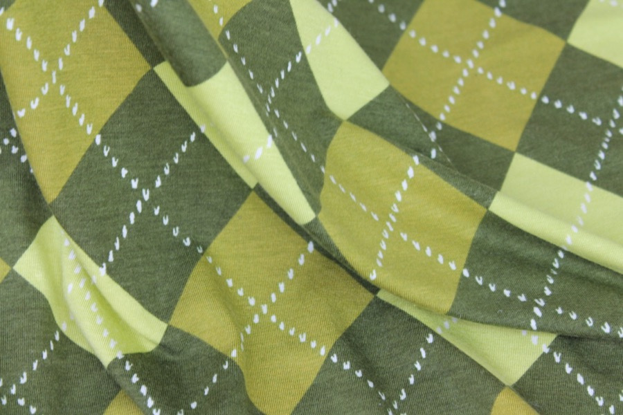 Argyle Check Print Jersey - Greens fabric, image 7 of 7